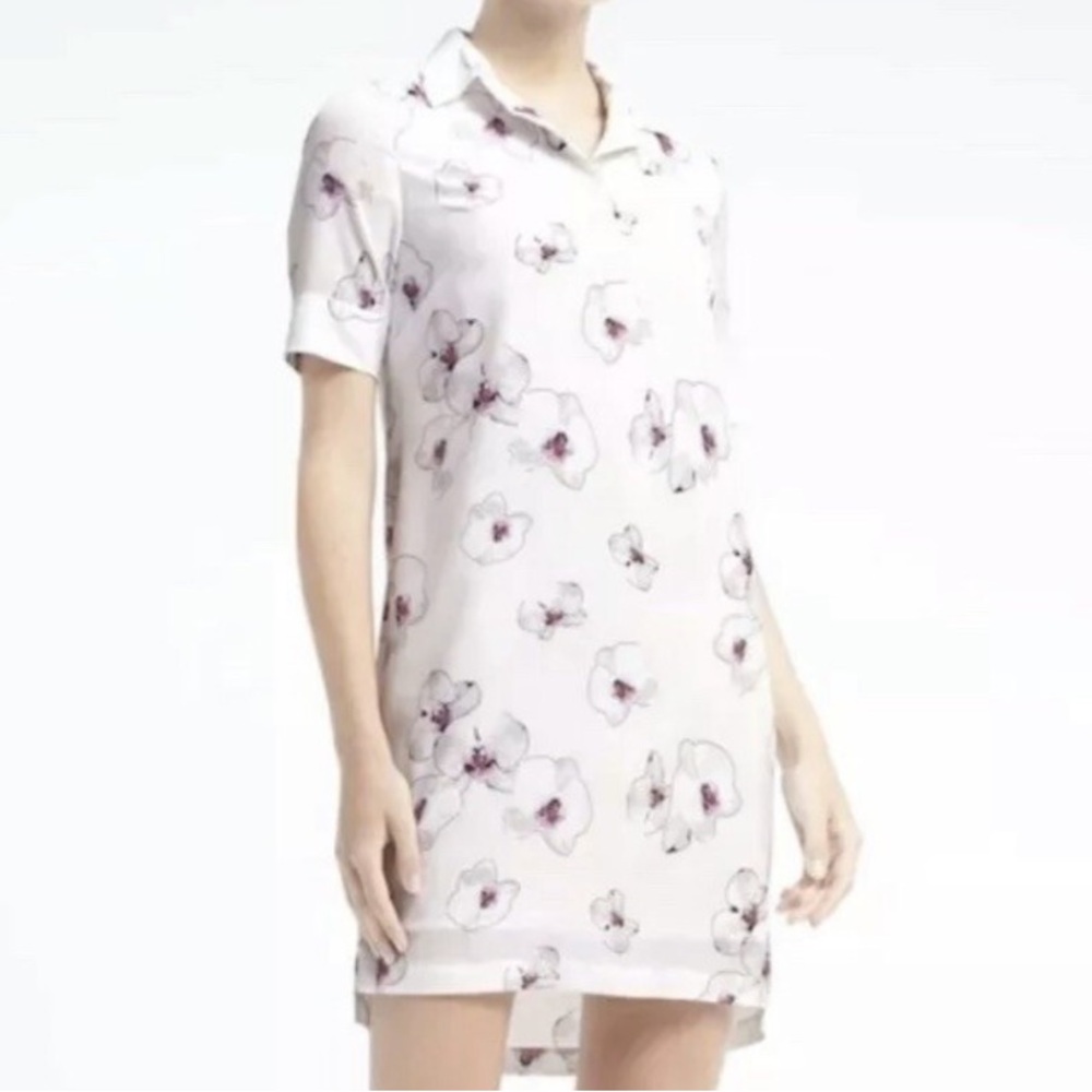 Banana Republic White Floral Print Shift Dress, XS